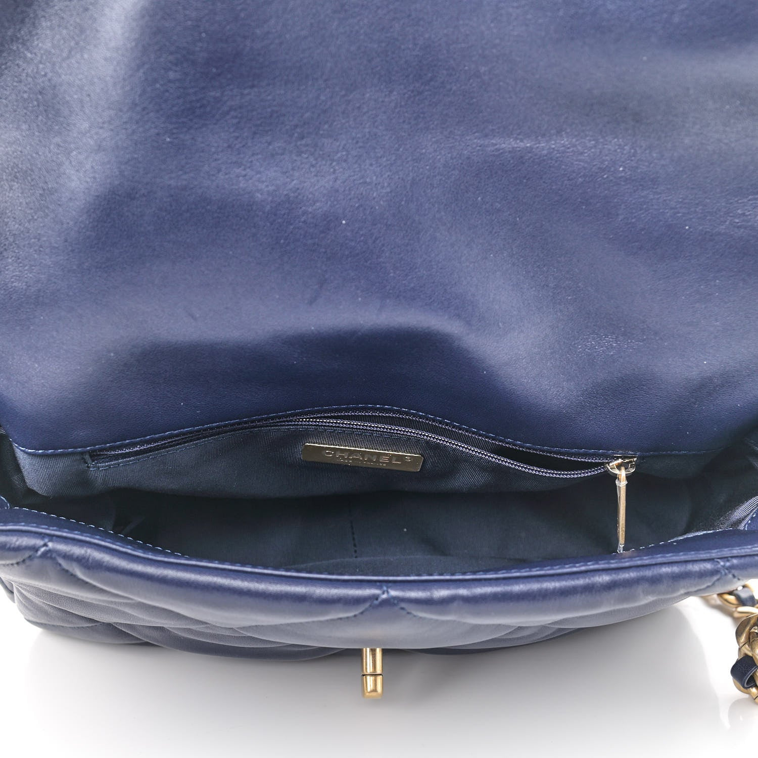 Chanel Lambskin Quilted Large Chanel 19 Flap Navy Blue 7 of 9