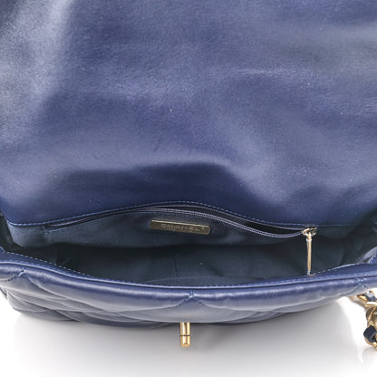 Chanel Lambskin Quilted Large Chanel 19 Flap Navy Blue 7 of 9