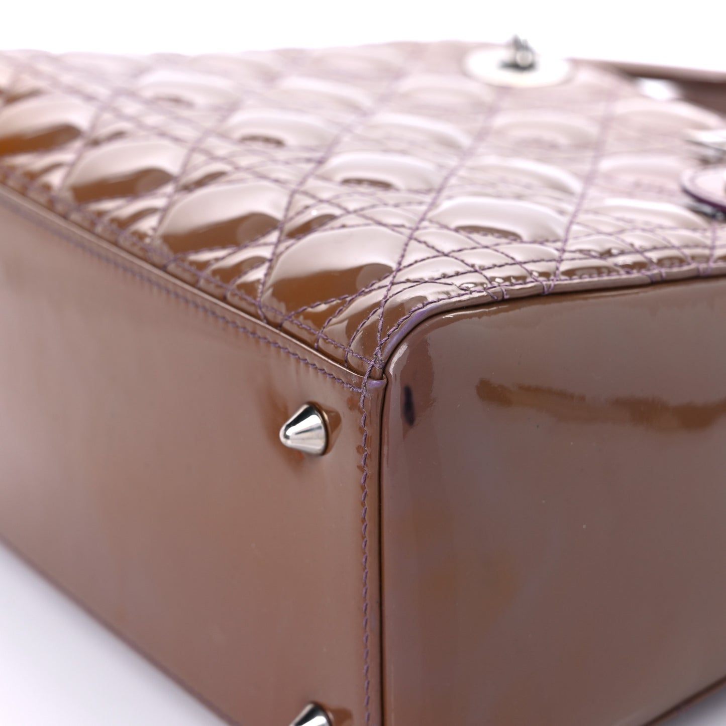 Patent Cannage Medium Lady Dior Brown