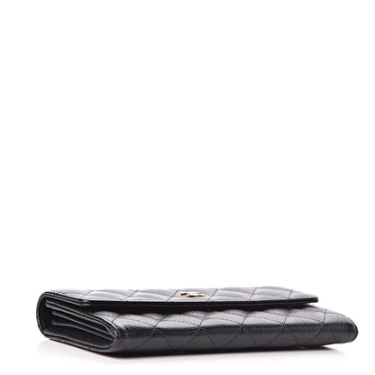 Chanel Caviar Quilted Large Gusset Flap Wallet Black 4 of 9