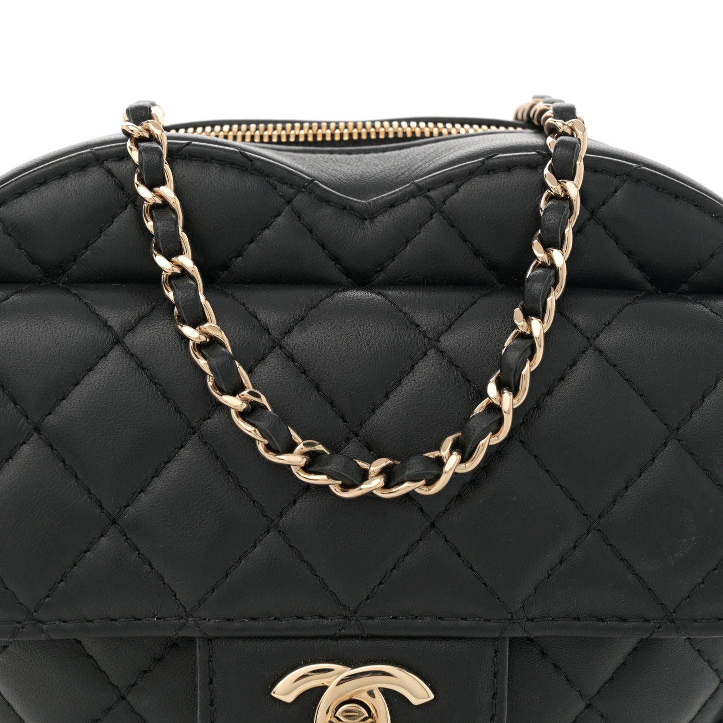 Lambskin Quilted CC In Love Heart Bag Black