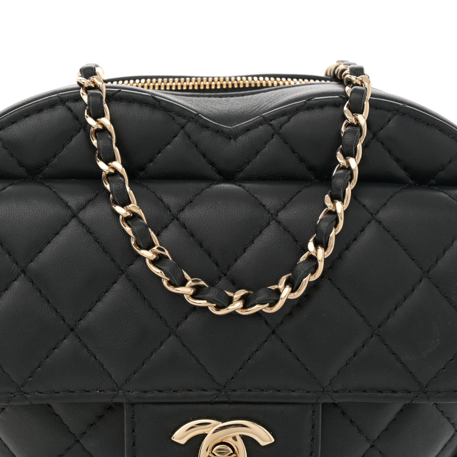 Chanel Lambskin Quilted CC In Love Heart Bag Black 8 of 12