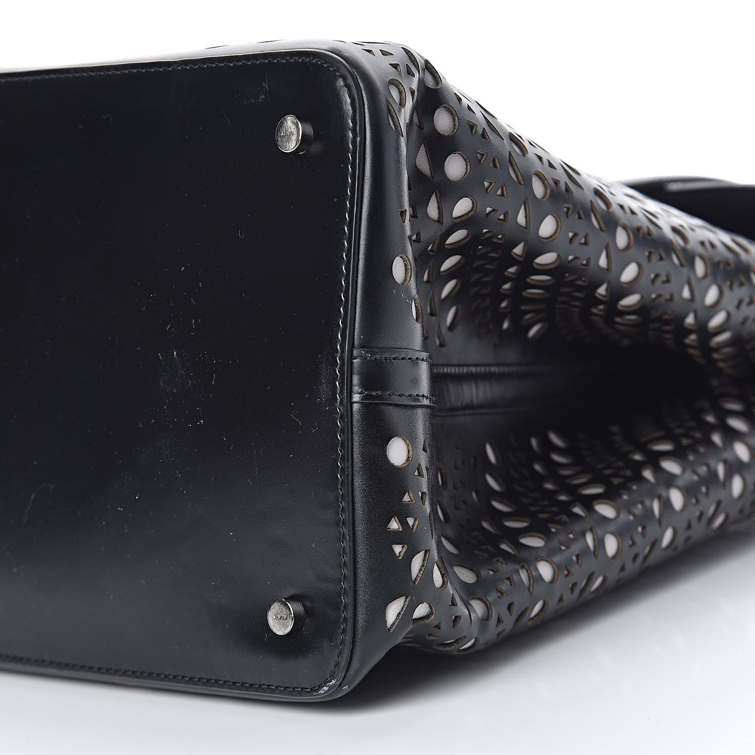 Alaia Calfskin Laser Cut Flap Tote Black 9 of 13