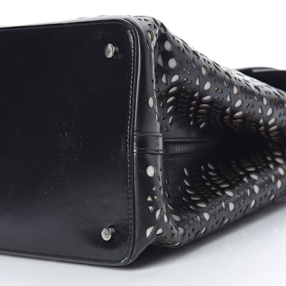 Alaia Calfskin Laser Cut Flap Tote Black 9 of 13