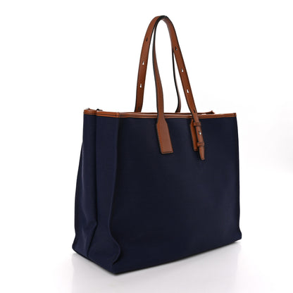 Salvatore Ferragamo Canvas 1927 Signature Tote Navy Brown 3 of 9