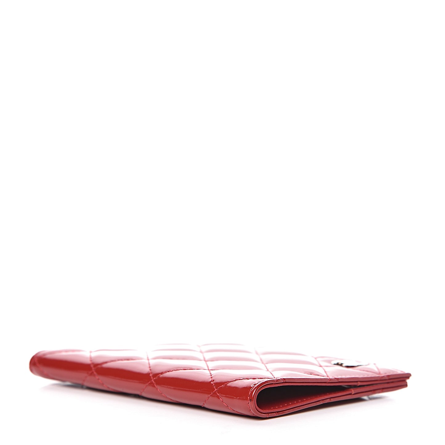 Patent Calfskin Quilted Passport Holder Red