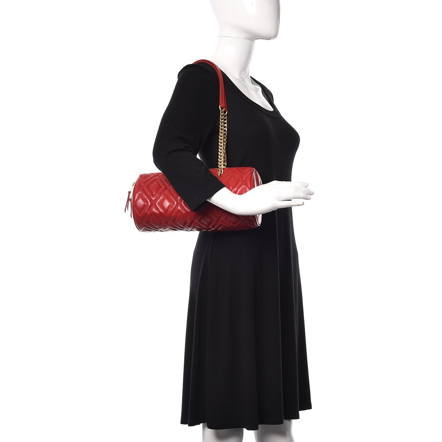Miu Miu Soft Calf Quilted Cylinder Shoulder Bag Fuoco 2 of 10