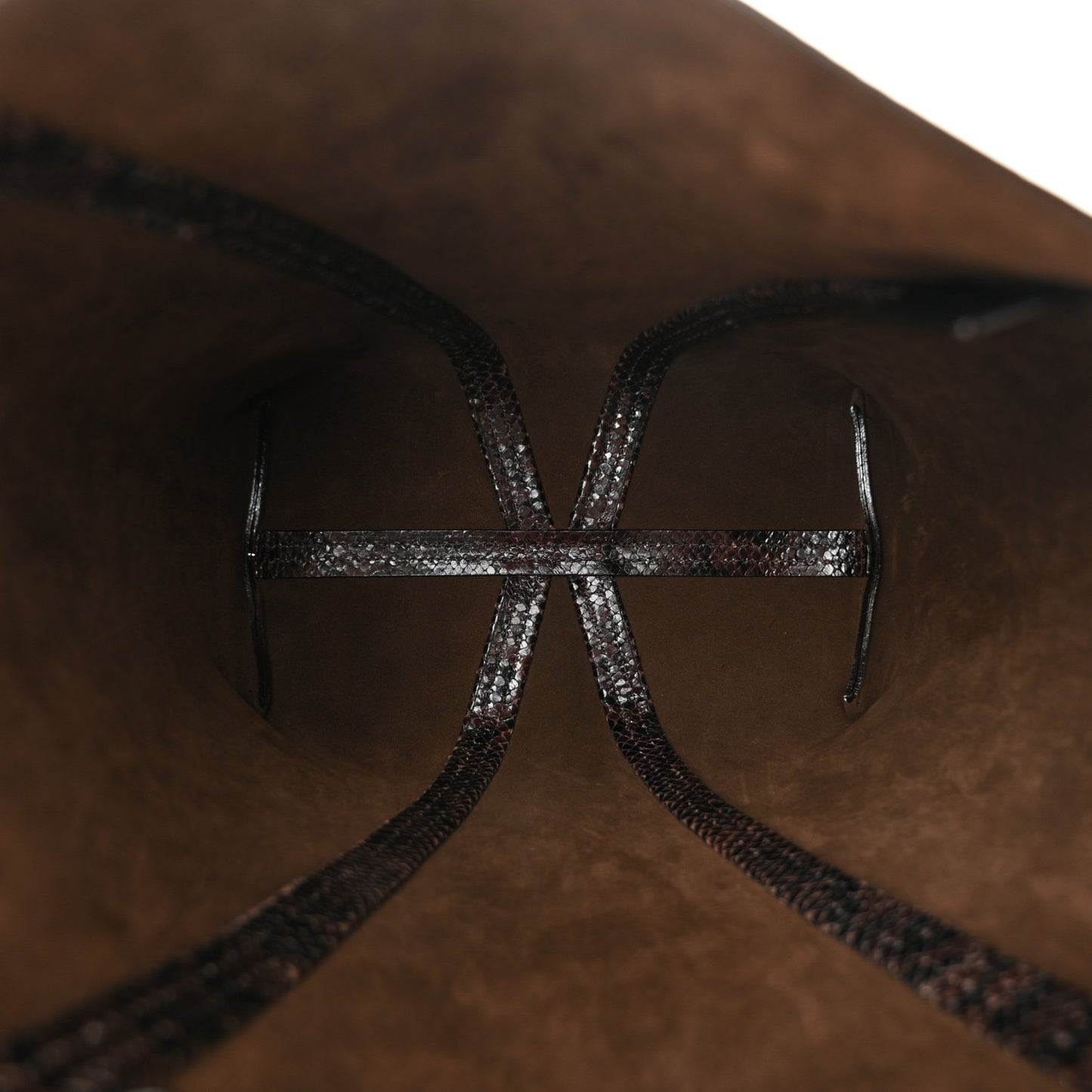 Goatskin Snakeskin Embossed Spin Tote Sooty Brown