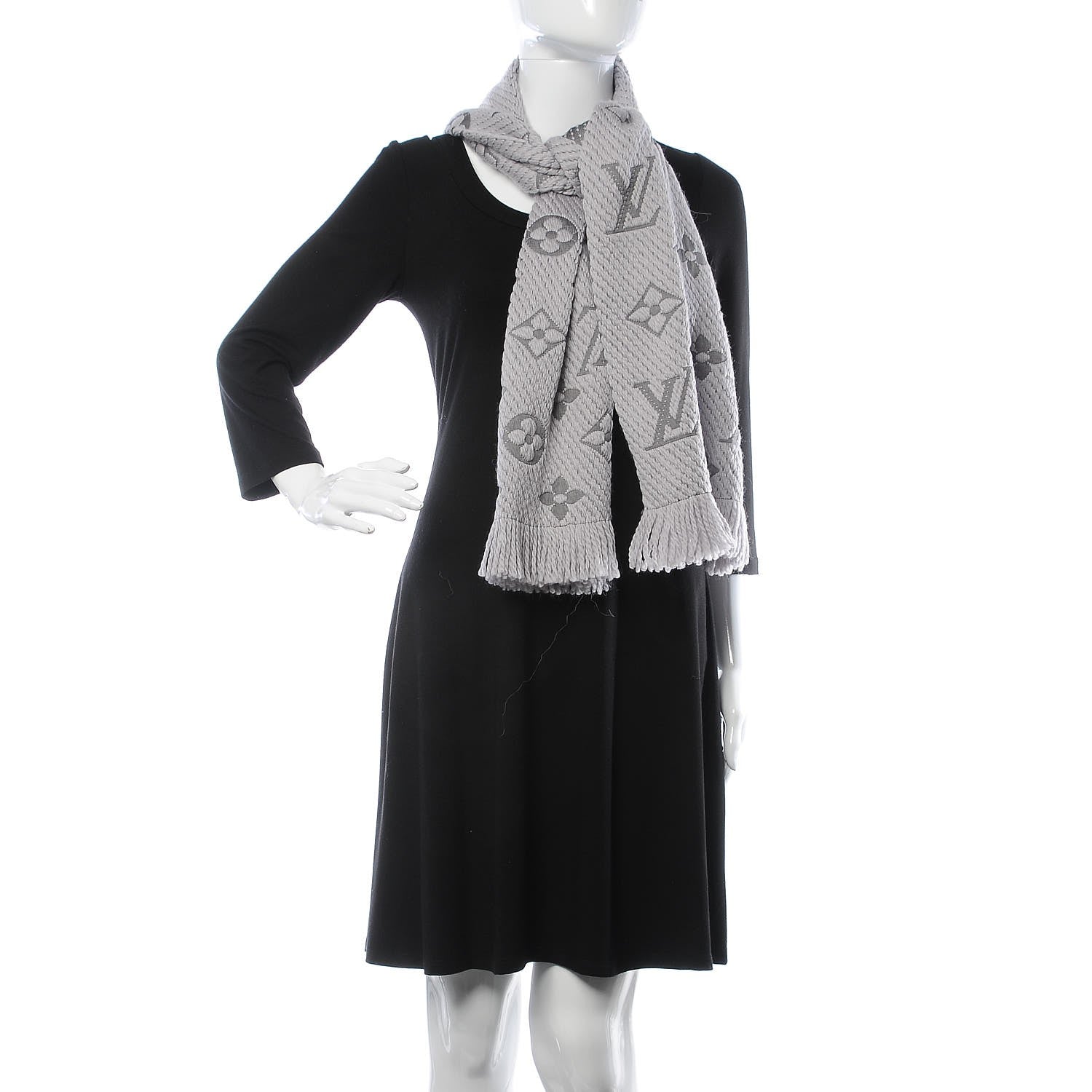 Louis Vuitton Wool Silk Logomania Scarf Pearl 2 of 4