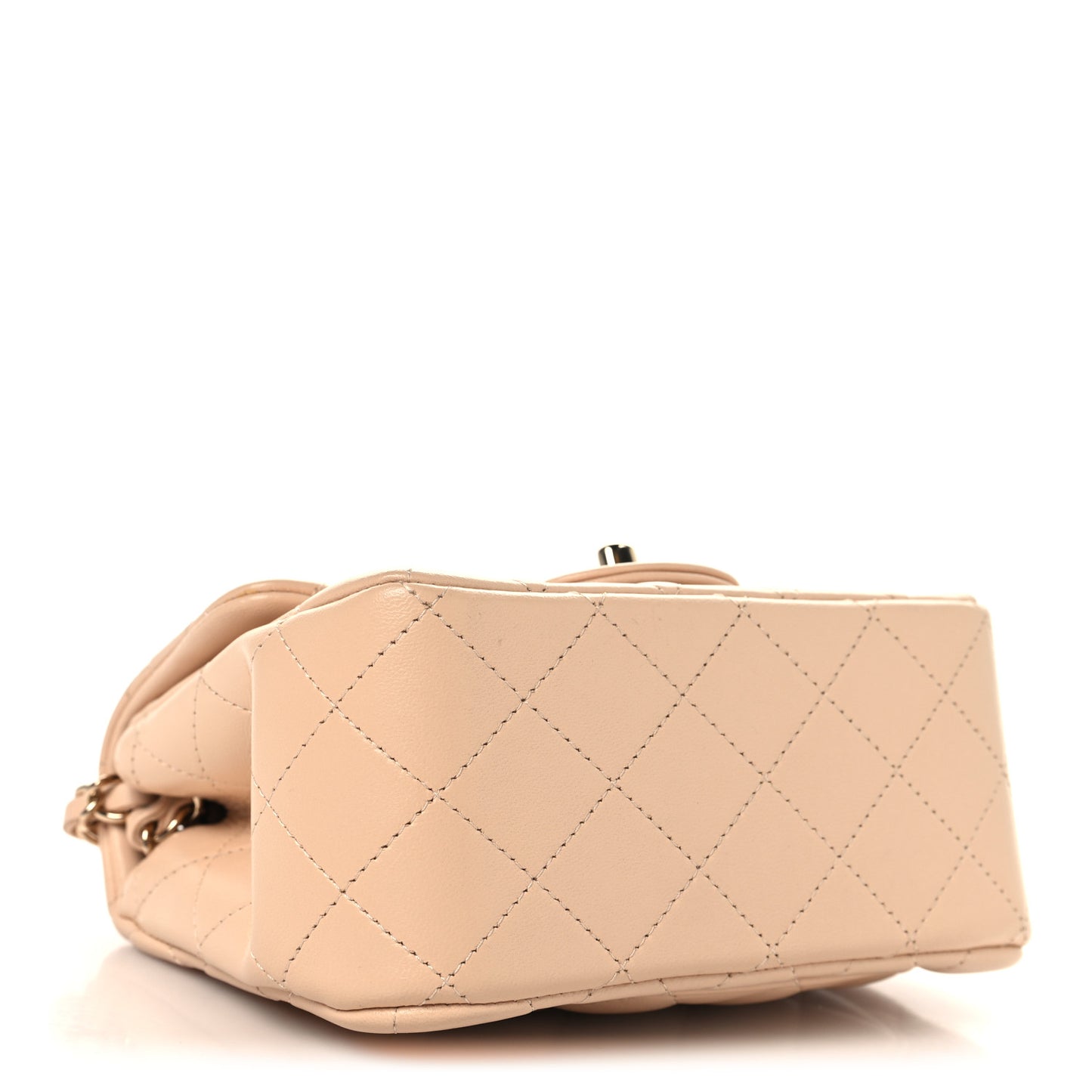 Lambskin Quilted Mini Square Flap Beige