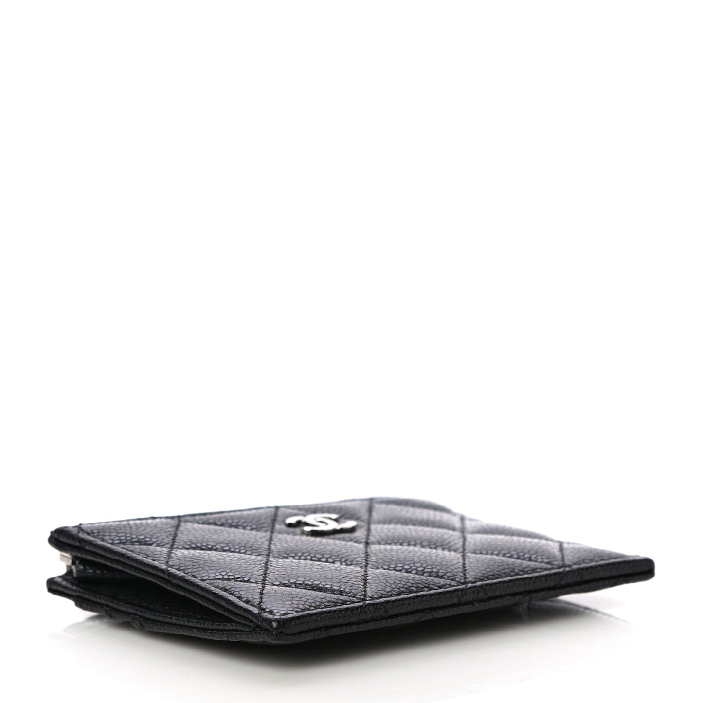 Caviar Quilted CC Zip Card Holder Black