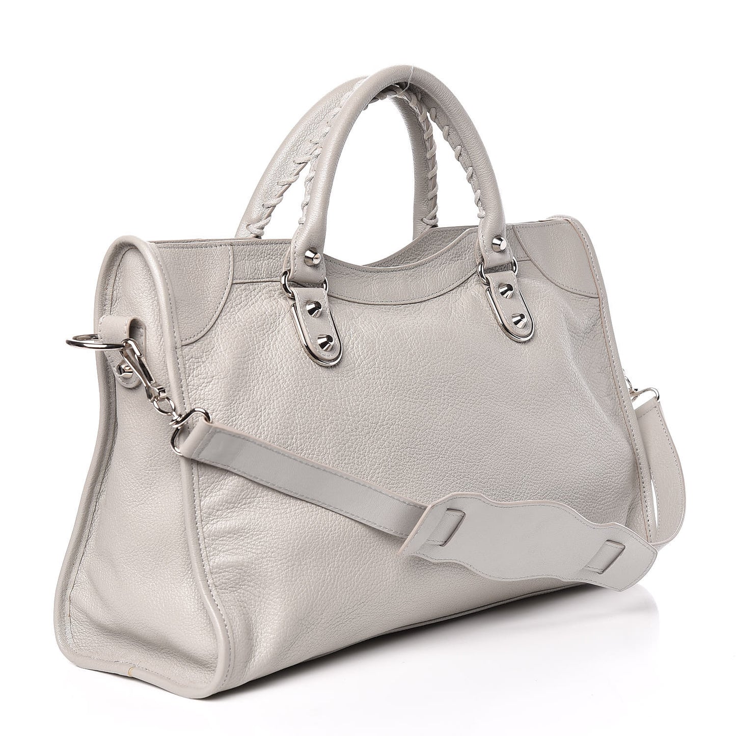 Chevre Silver Metallic Edge Hardware City Gris Glace