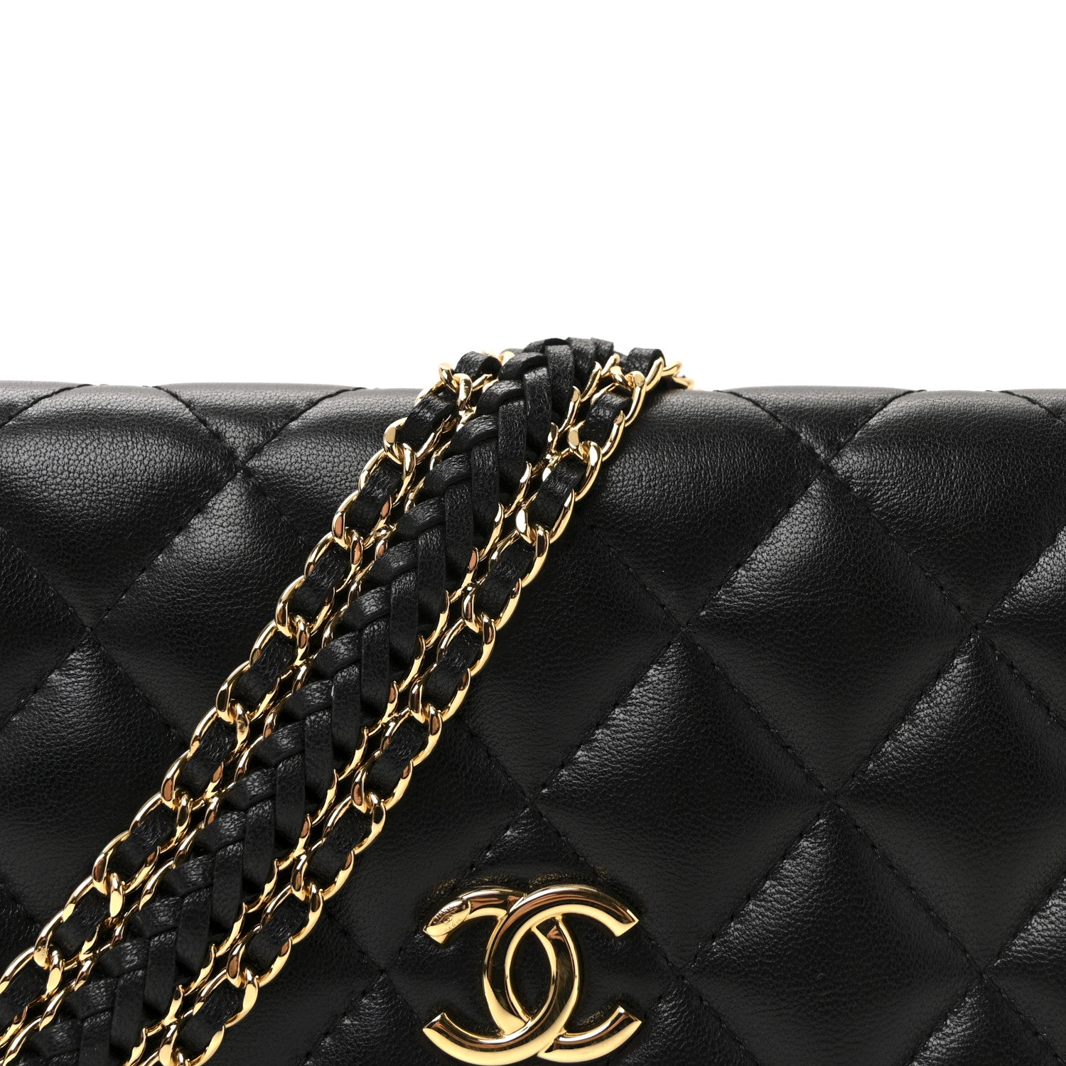 Chanel Lambskin Quilted Flap Shoulder Bag Chain Black 9 of 11