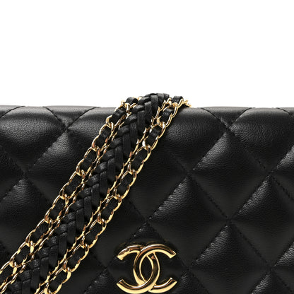 Chanel Lambskin Quilted Flap Shoulder Bag Chain Black 9 of 11
