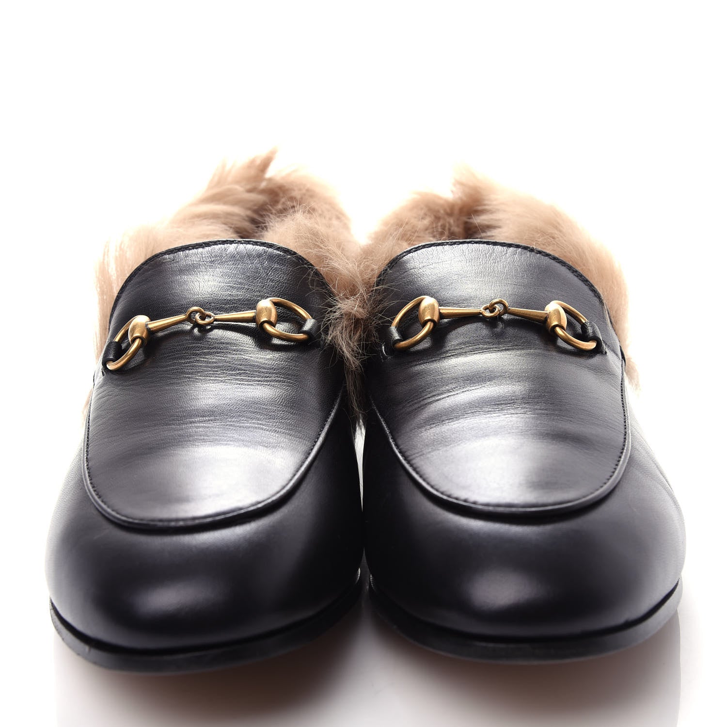 Gucci Malaga Kid Fur Womens Jordaan Loafers 40.5 Black Natural 5 of 10