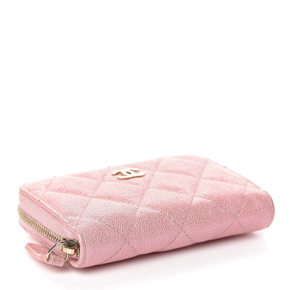 Chanel Iridescent Caviar Quilted Zip Coin Purse Pink 4 of 8