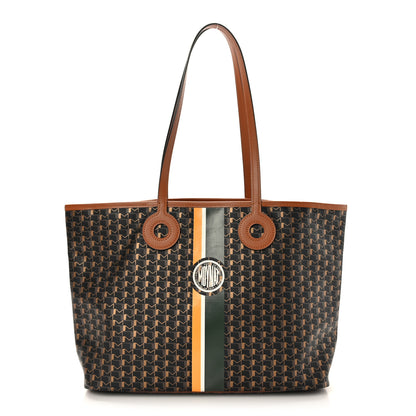 Moynat Grained Calfskin Canvas 1920 Oh! Tote Ruban MM Carbon Bronze Cognac 1 of 9