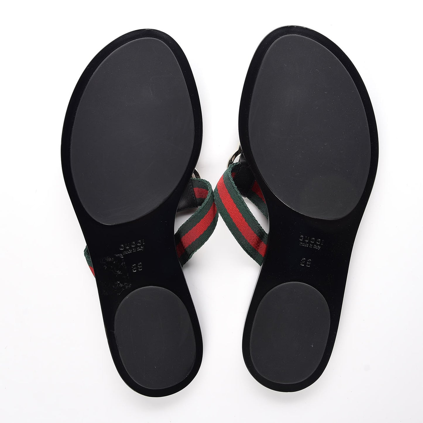 Nylon Guccissima Web Womens Thong Sandals 38 Green Red Black