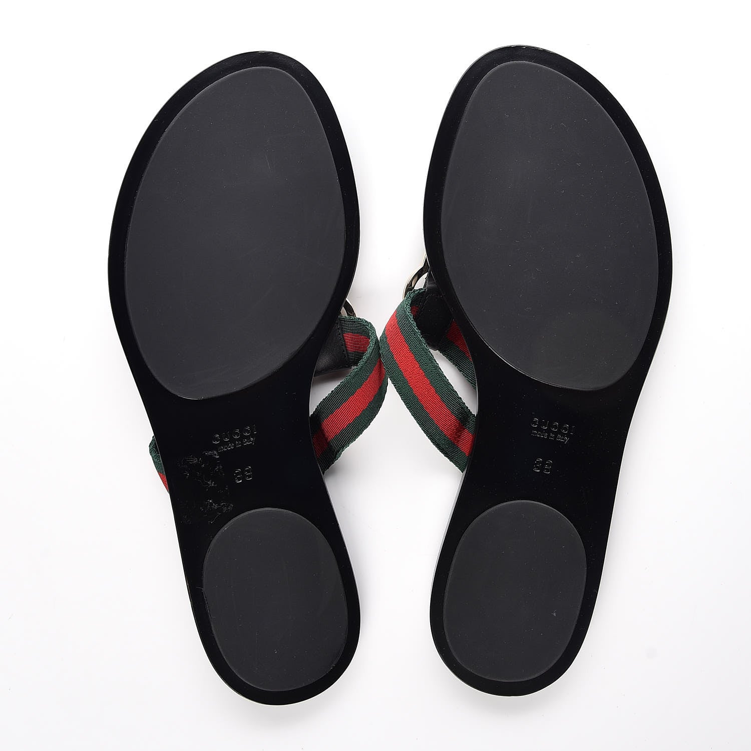 Gucci Nylon Guccissima Web Womens Thong Sandals 38 Green Red Black 5 of 9