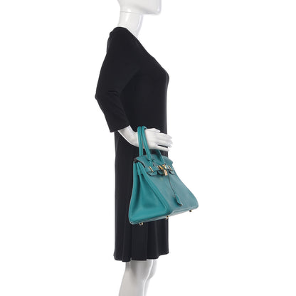 Hermes Taurillon Clemence Birkin 30 Bleu Paon 2 of 31