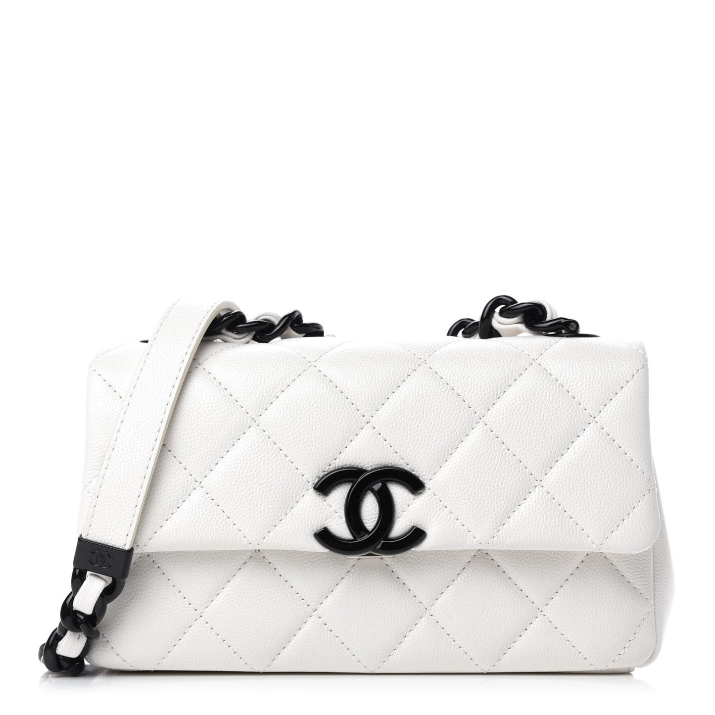 Caviar Quilted My Everything Small Flap White Black