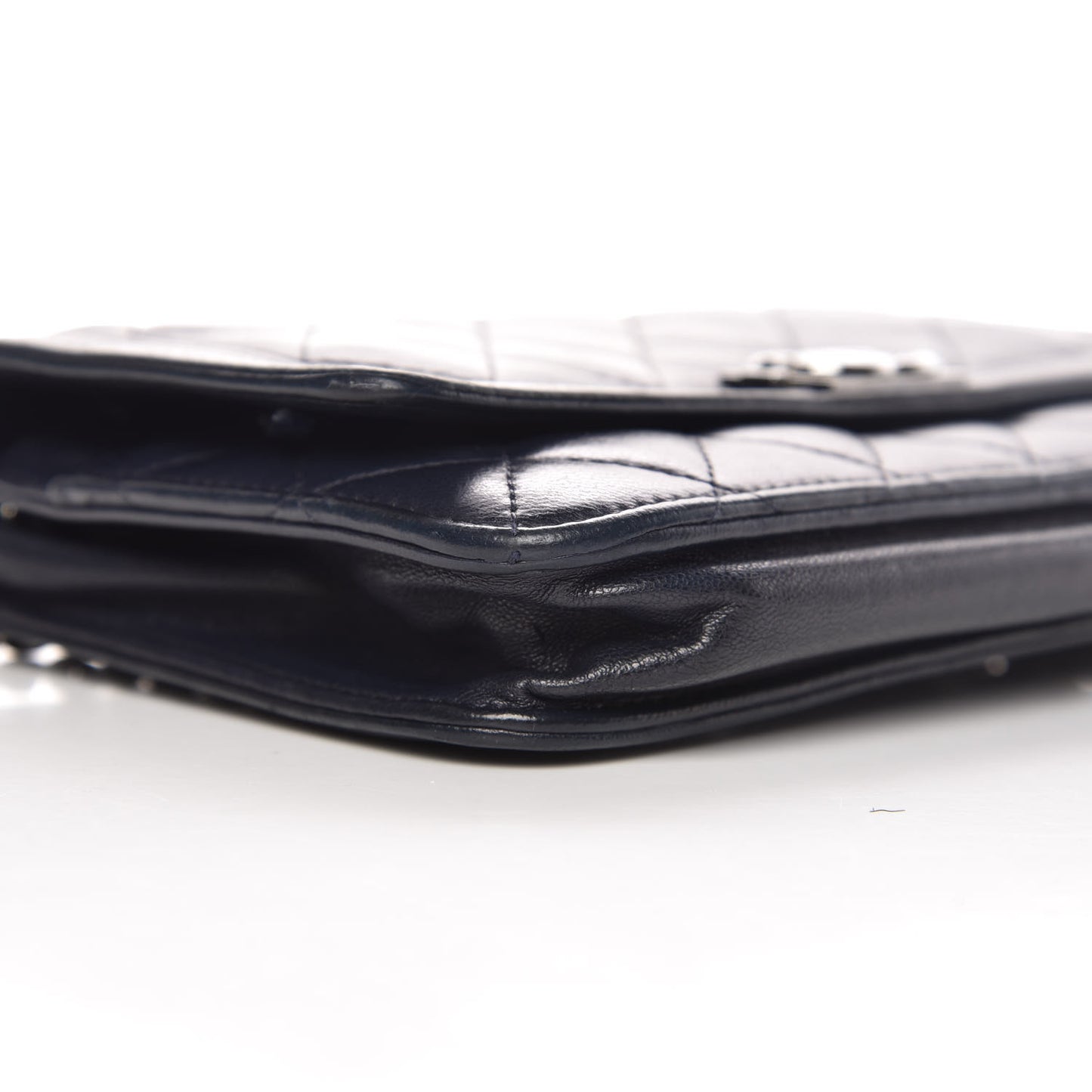 Lambskin Quilted Boy Wallet On Chain WOC Navy Blue
