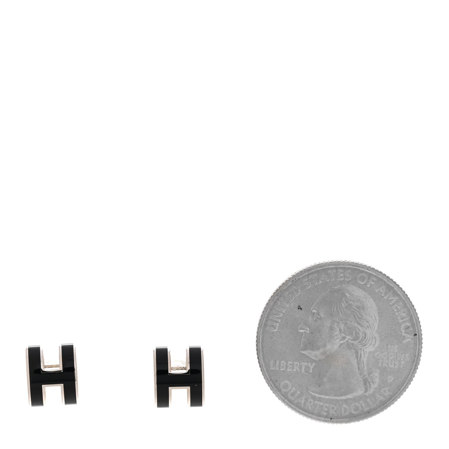 Hermes Palladium Lacquered Mini Pop H Earrings Black 2 of 7