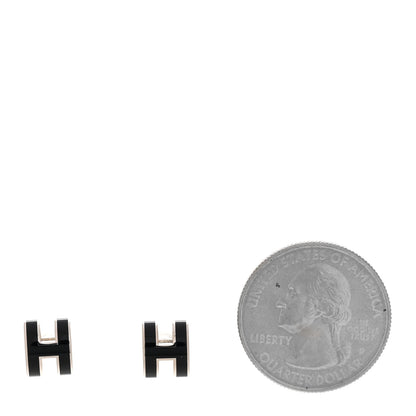Hermes Palladium Lacquered Mini Pop H Earrings Black 2 of 7