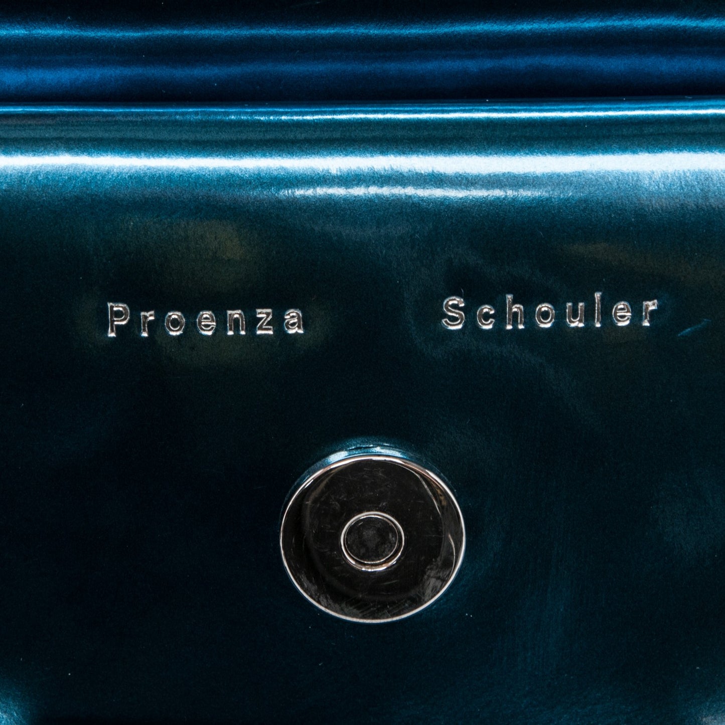 Metallic Patent PS11 Classic Shoulder Bag Ocean Blue