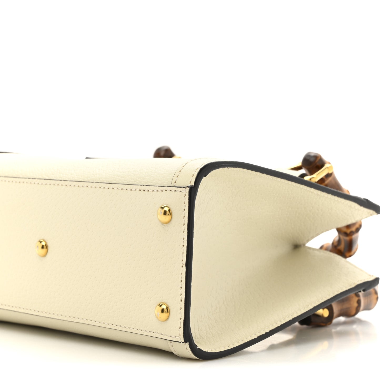 Textured Calfskin Web Mini Diana Tote Bag Mystic White