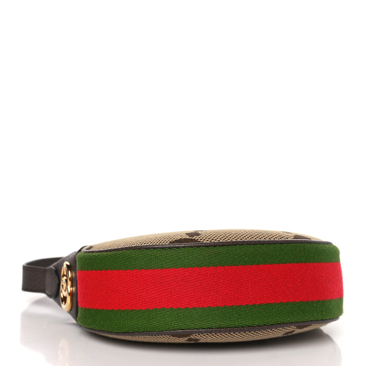 Gucci Monogram Jumbo GG Textured Dollar Calfskin Web Mini Ophidia Half Moon Hobo Camel Ebony New Acero 4 of 8