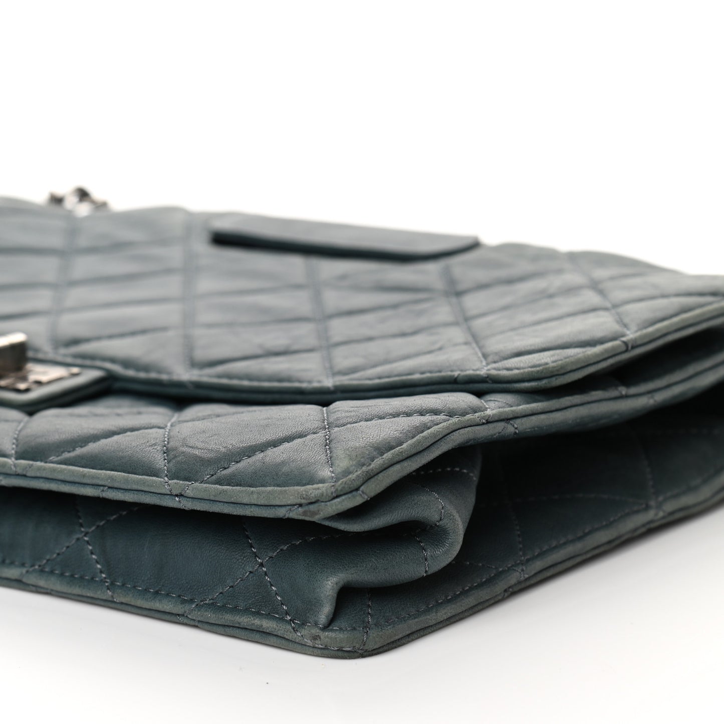 Washed Lambskin Quilted Maxi Take Away Flap Turquoise