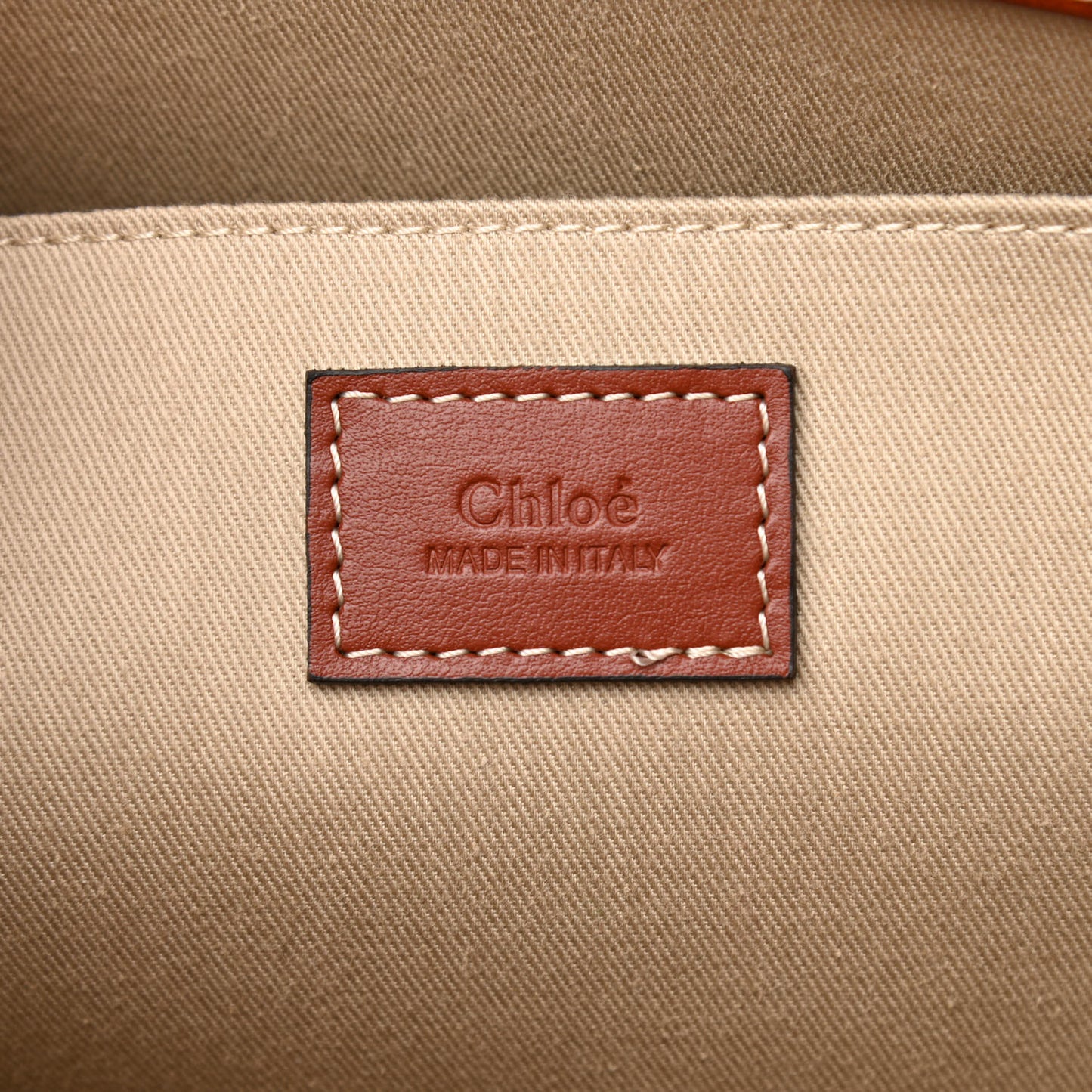 Calfskin Medium Woody Ribbon Tote Sepia Brown