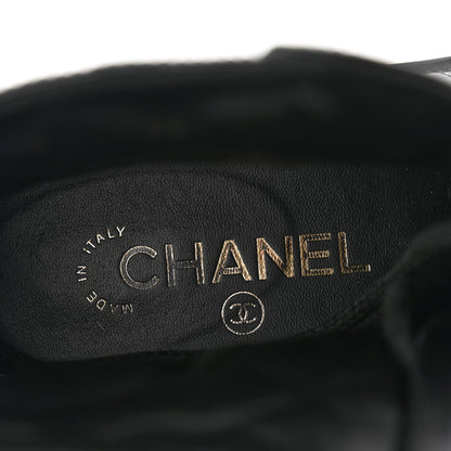 Chanel Shiny Lambskin Quilted Lace Up Combat Boots 40 Black 8 of 8