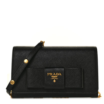 Prada Saffiano Bow Flap Wallet Nero Black 2 of 24