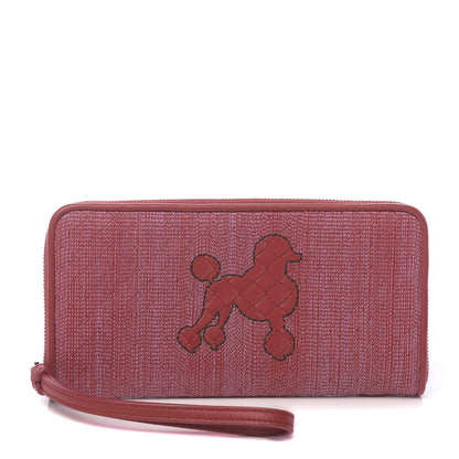 Bottega Veneta Nappa Intrecciato Poodle Embroidered Zip Around Wallet China Red 1 of 6