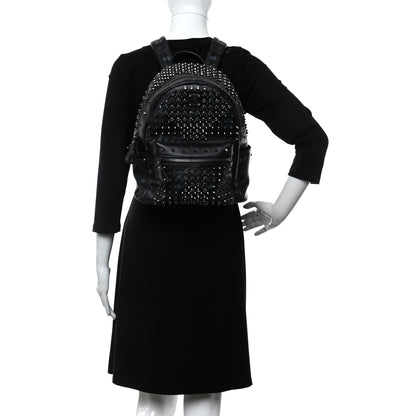 MCM Visetos Swarovski Studded Small Diamond Backpack Black 2 of 8