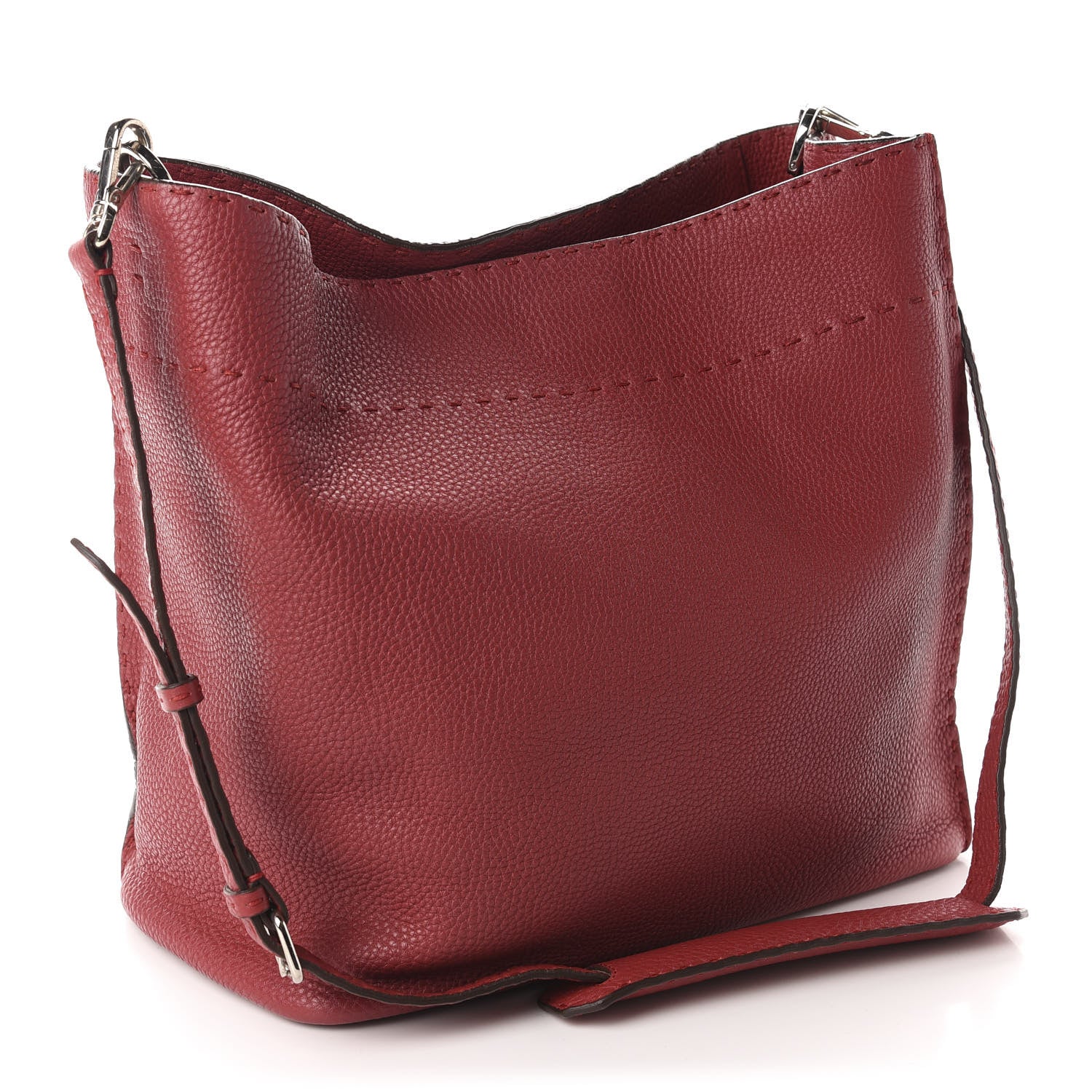 Fendi Cuoio Romano Selleria Large Anna Bucket Bag Rosso 3 of 11