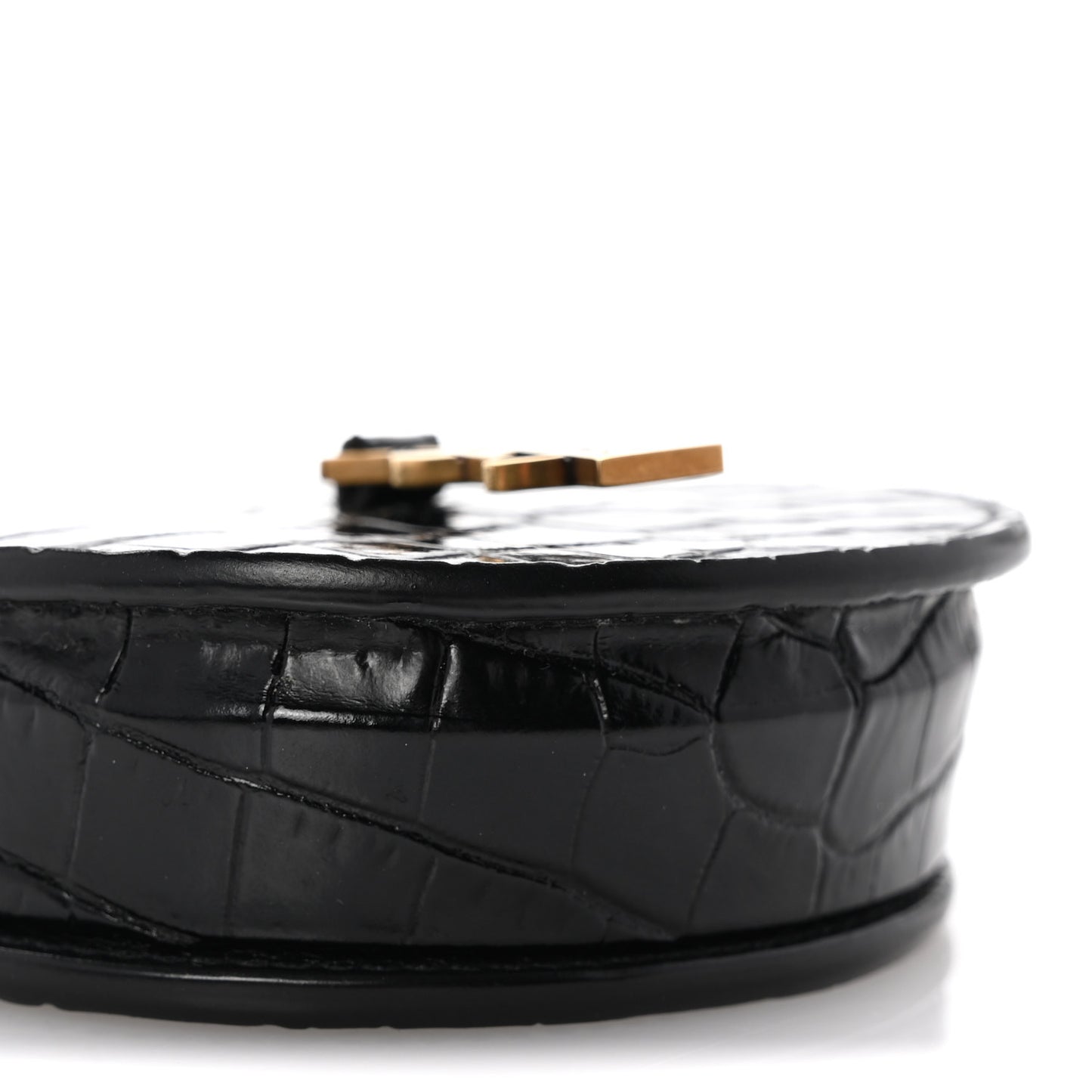 Patent Crocodile Embossed Monogram Baby Kaia Crossbody Bag Black