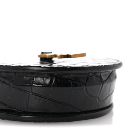 Saint Laurent Patent Crocodile Embossed Monogram Baby Kaia Crossbody Bag Black 9 of 13
