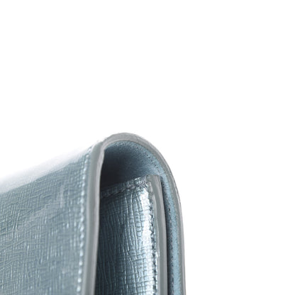 Saint Laurent Textured Patent Large Belle De Jour Clutch Metallic Light Blue 7 of 7