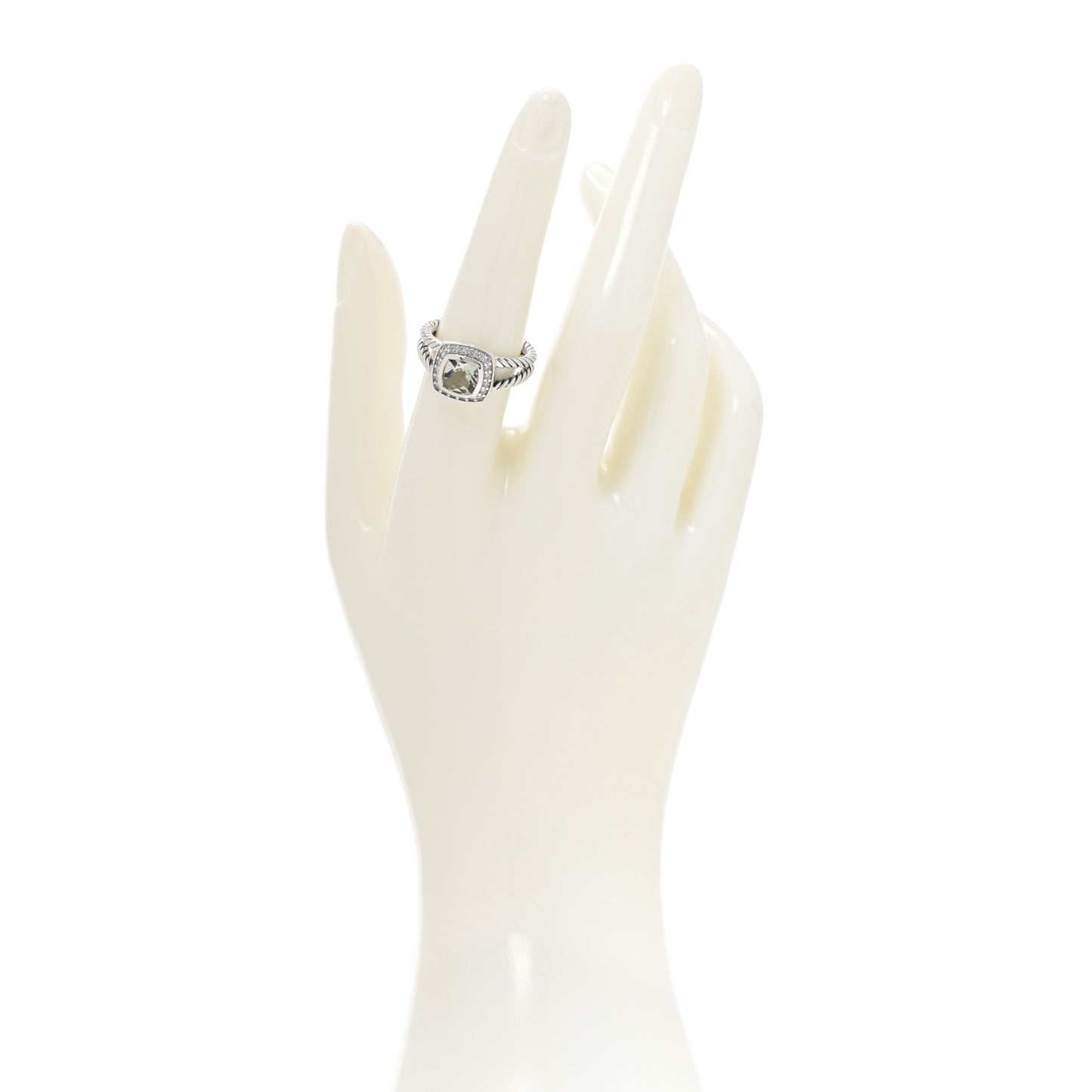 Sterling Silver Diamond Prasiolite 7mm Petite Albion Ring 56 7.5