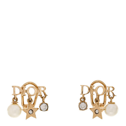 Christian Dior Pearl Crystal Dio(r)evolution Star Clip On Earrings Gold 1 of 4