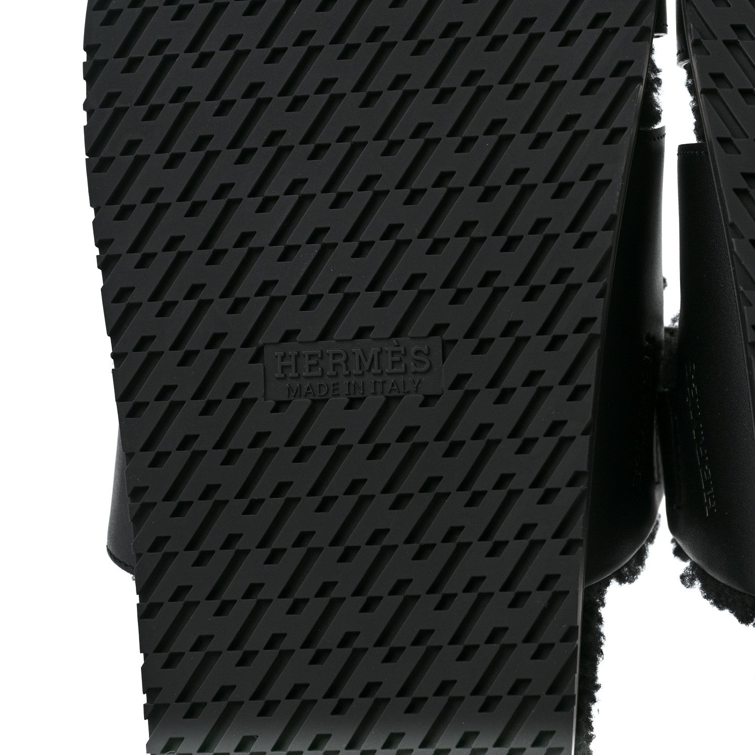 Hermes Calfskin Woolskin Mens Chypre Sandals 44.5 Black 6 of 8