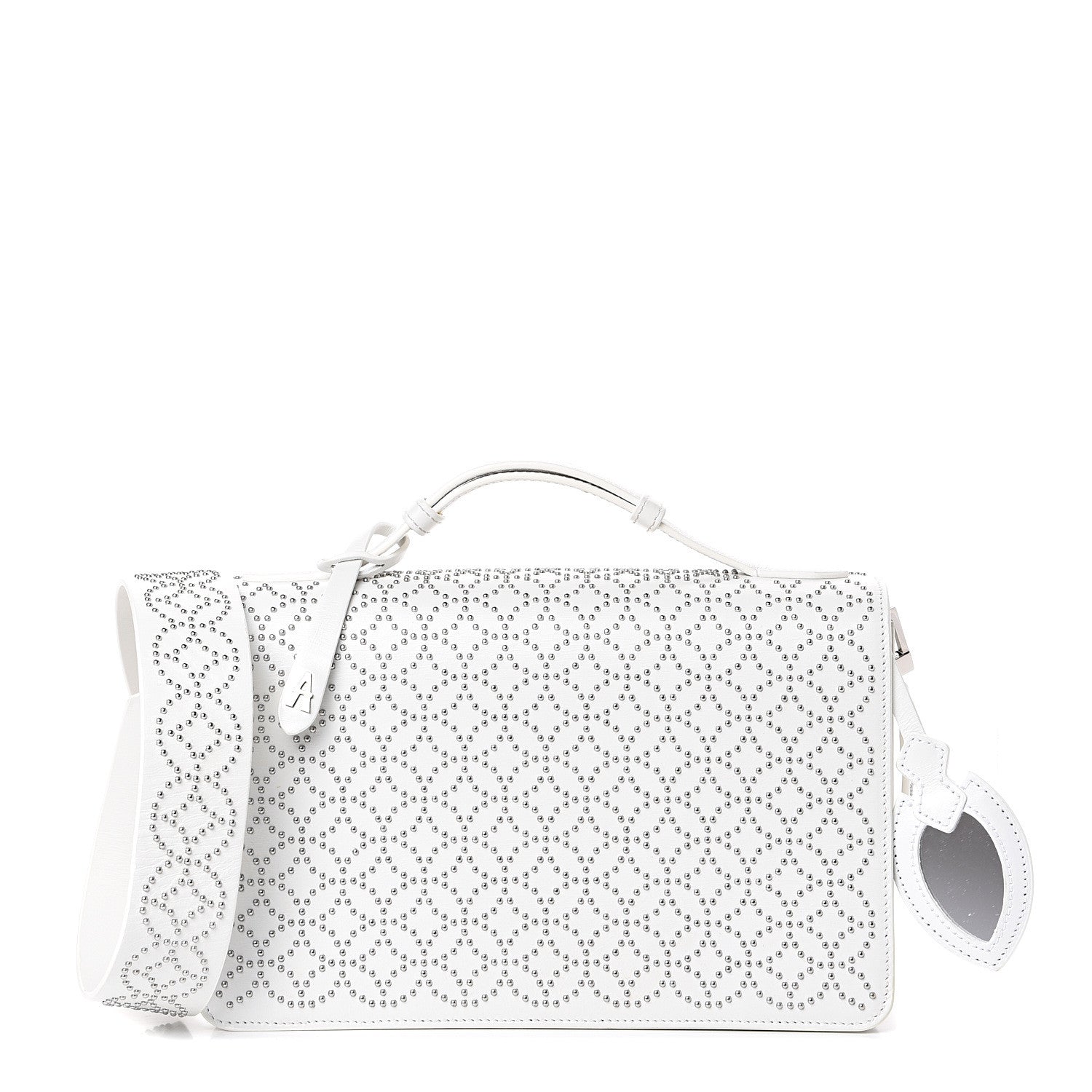 Alaia Calfskin Arabesque Studded Medium Franca Crossbody Blanc Optique 1 of 14
