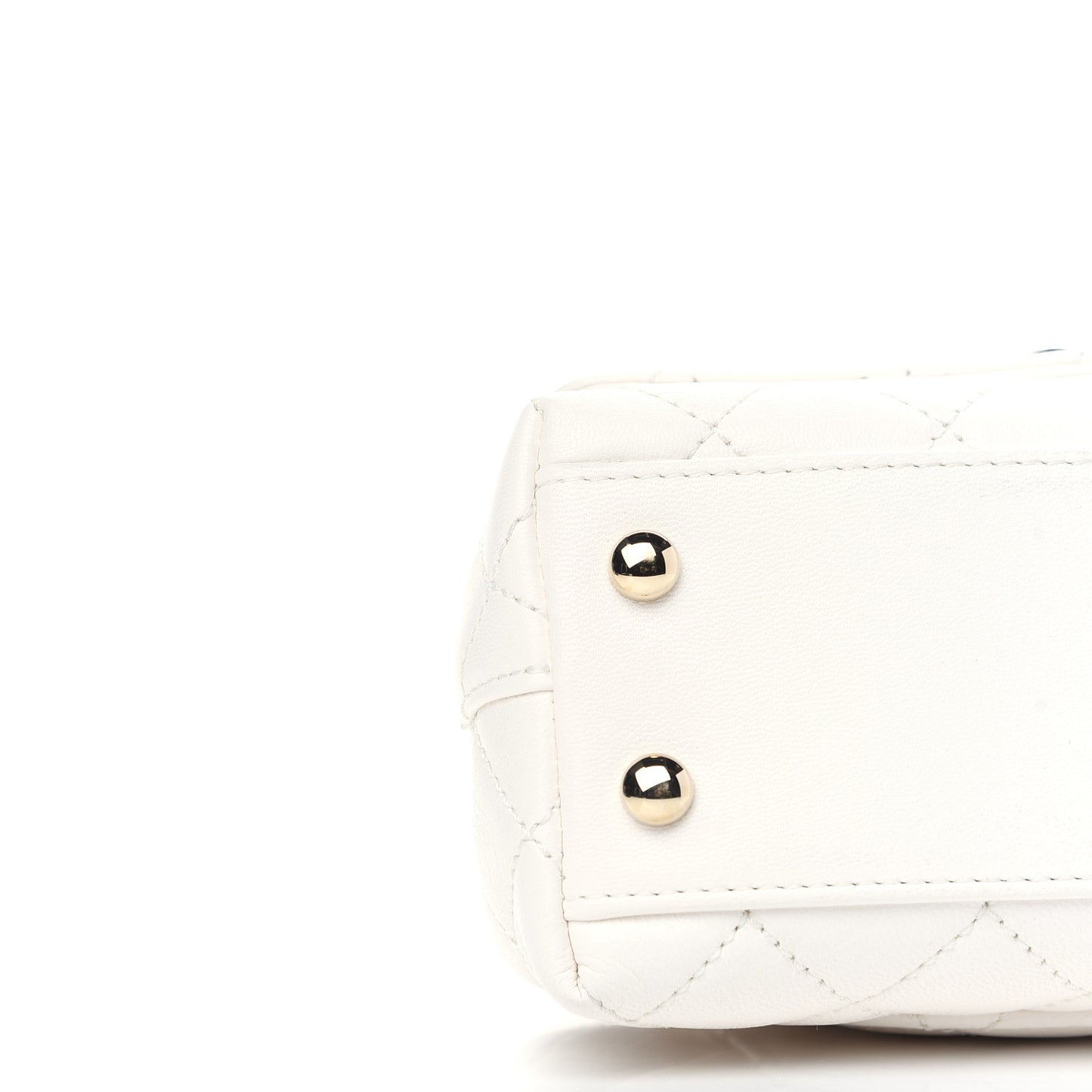 Goatskin Quilted Extra Mini Rainbow Coco Handle Flap White