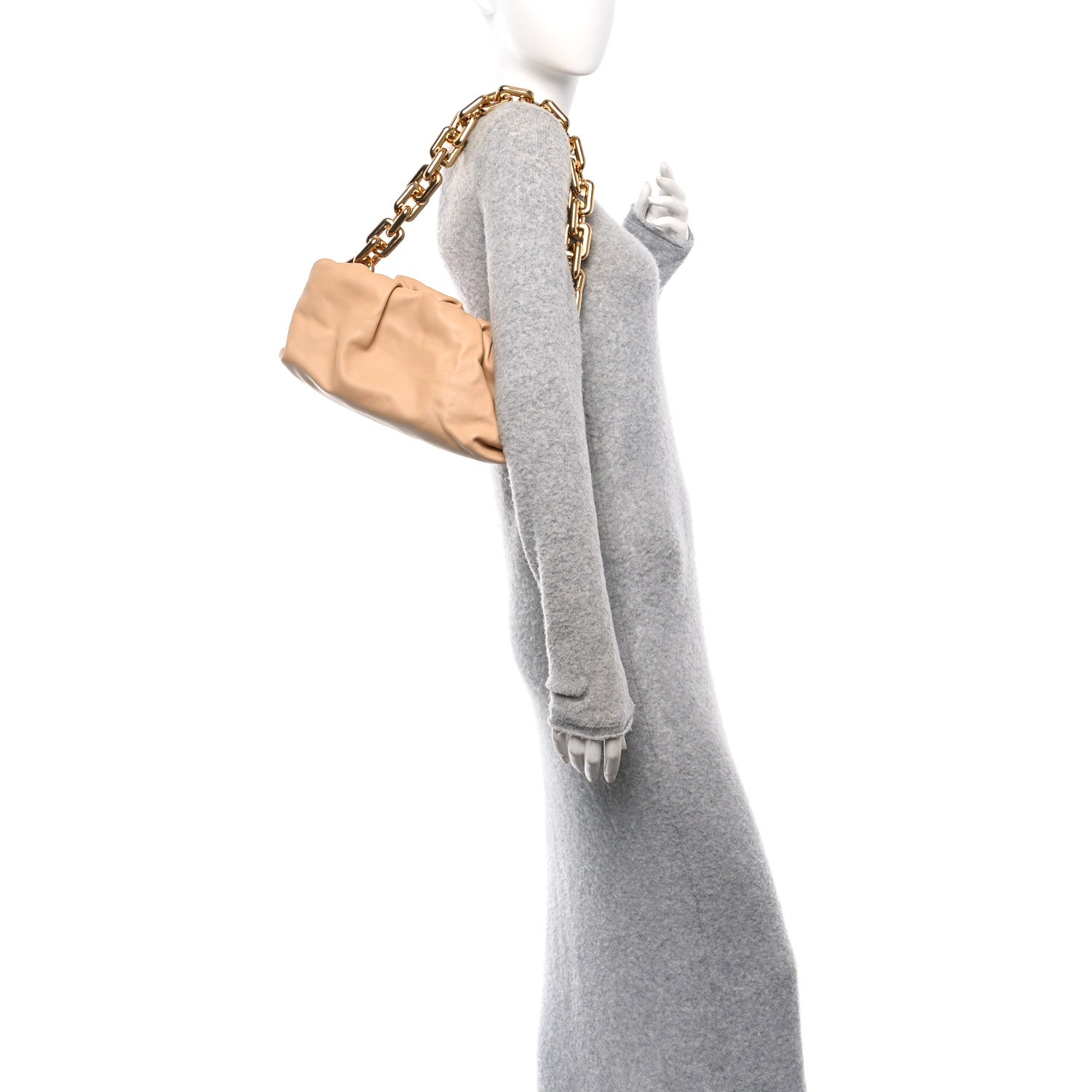Bottega Veneta Calfskin The Pouch Chain Almond 2 of 12