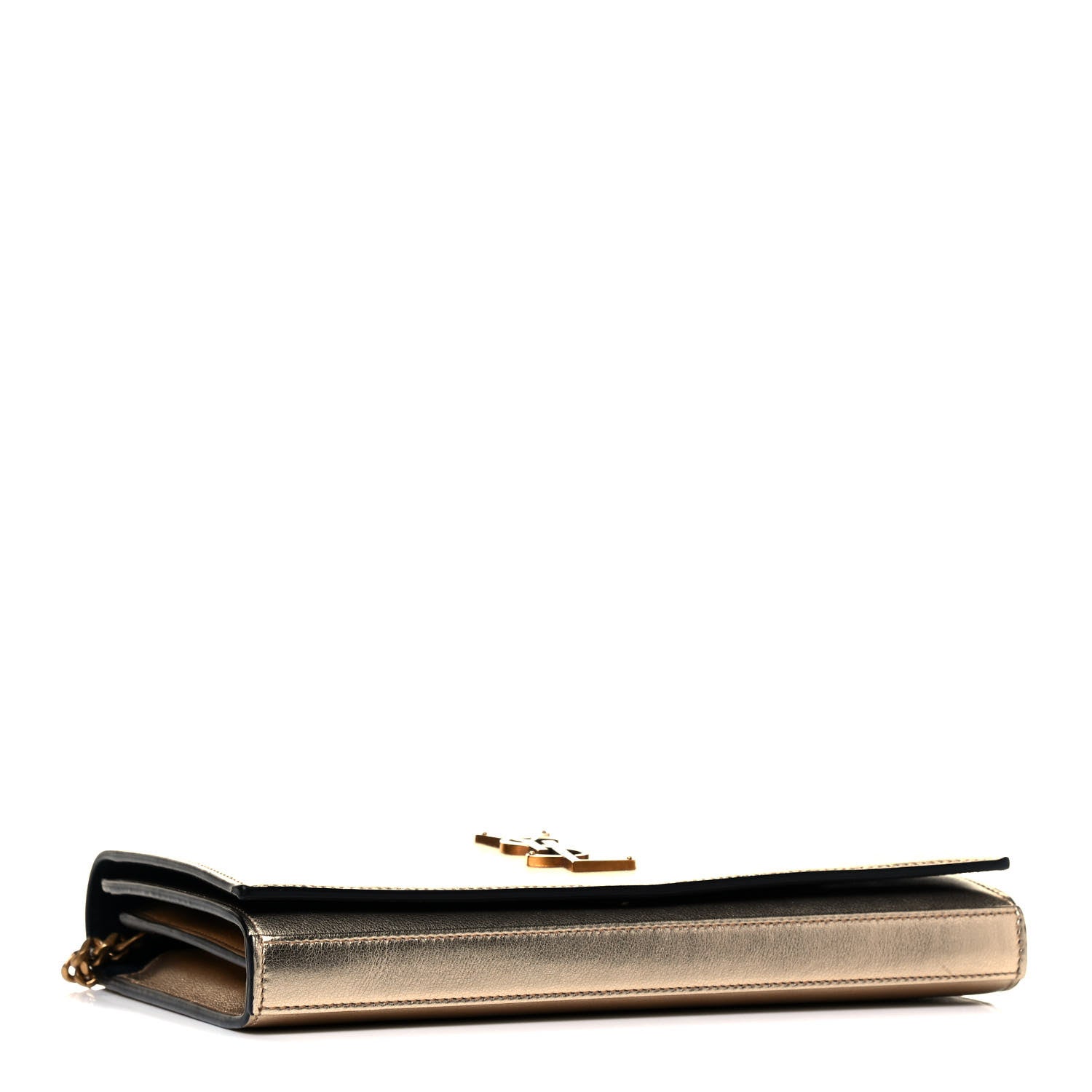 Saint Laurent Metallic Calfskin Monogram Chain Wallet Gold 2 of 4