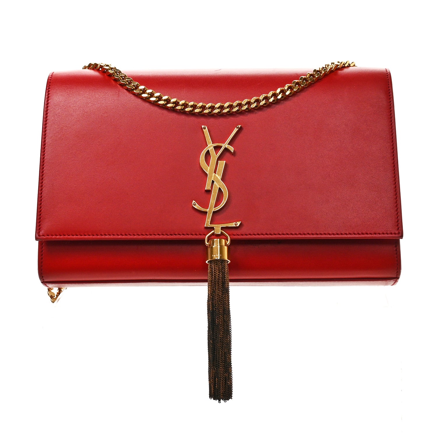 Saint Laurent Smooth Calfskin Medium Classic Monogram Kate Tassel Satchel Lipstick Red 1 of 10