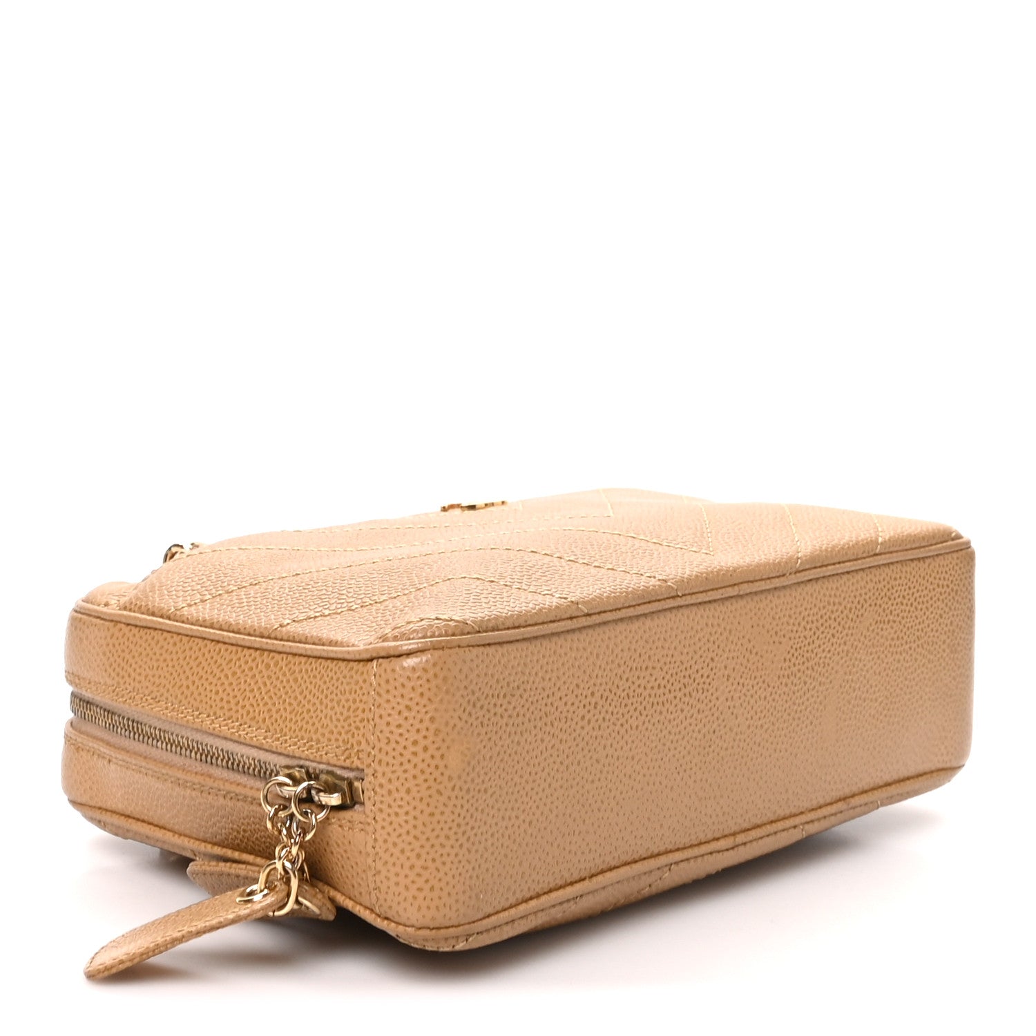 Chanel Caviar Chevron Quilted Camera Case Beige 5 of 11